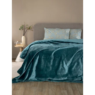 Κουβέρτα Fleece Μονή 160x220 Palamaiki Lucy Petrol