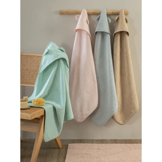 Σετ Μπουρνουζοπετσέτες Με Κουκούλα Baby Bath 75x75 Palamaiki Robin(2) Grey