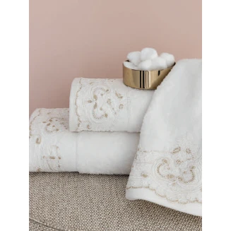 Πετσέτες Σετ 3 Τεμαχίων Palamaiki Towels Collection List Cream