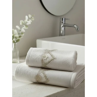 Πετσέτες Σετ 3 Τεμαχίων Palamaiki Towels Collection Pente Cream