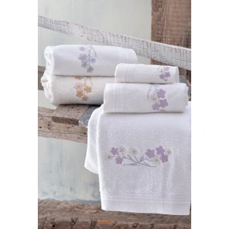 Πετσέτες Σετ 3 Τεμ. Rythmos Jolie Λευκό-Λιλά