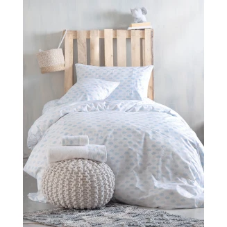 Σεντόνια Σετ Παιδικά Ημίδιπλα Με Λάστιχο 105x205+25 Rythmos Cloudy Μπλέ