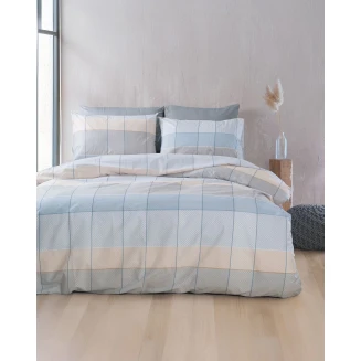 Παπλωματοθήκη Σετ Υπέρδιπλη 225x250 Rythmos Next Colette Γκρι Γαλαζιο