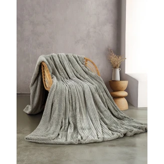 Κουβέρτα Υπέρδιπλη 220x240 Rythmos Jacquard Flannel Με Sherpa Jollein Γκρί