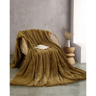 Κουβέρτα Υπέρδιπλη 220x240 Rythmos Jacquard Flannel Με Sherpa Jollein Μπέζ