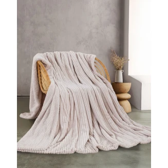 Κουβέρτα Υπέρδιπλη 220x240 Rythmos Jacquard Flannel Με Sherpa Jollein Μπέζ