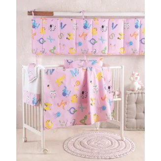 Σεντόνι Λίκνου 80x110 Rythmos Letterland Ροζ