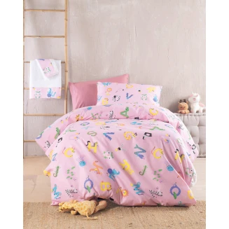 Σεντόνια Σετ Παιδικά Με Λάστιχο 105x205+25 Rythmos Letterland Ροζ