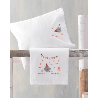 Σεντόνια Σετ Κούνιας 100x160 Rythmos Bubbles Πορτοκαλί Κέντημα Πορτοκαλί