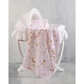 Σετ Παπλωματοθηκη Βρεφικη 2 Τεμ 110x160 Rythmos Moonlight Ροζ