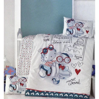 Σετ Παπλωματοθηκη Βρεφικη 2 Τεμ 100x150 Rythmos Travel Bears