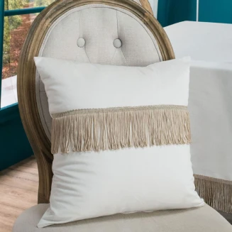 Μαξιλαροθήκη Διακοσμητική   45x45 Teoran Home Velvet 01 Με Κρόσι