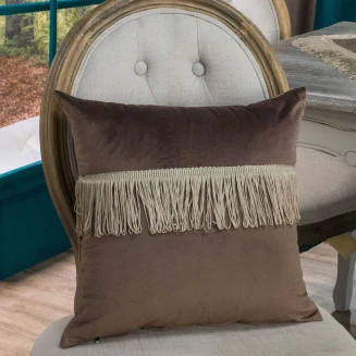 Μαξιλαροθήκη Διακοσμητική   45x45 Teoran Home Velvet 03 Με Κρόσι