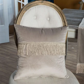 Μαξιλαροθήκη Διακοσμητική  Με Γέμιση 30x50 Teoran Home Velvet 07 Με Κρόσι