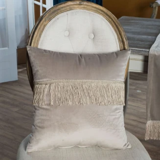 Μαξιλαροθήκη Διακοσμητική   45x45 Teoran Home Velvet 07 Με Κρόσι