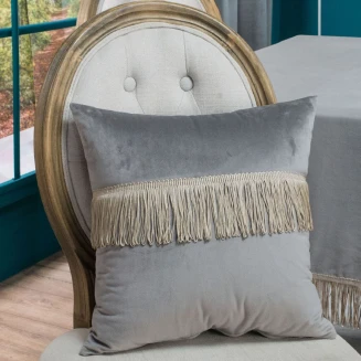 Μαξιλαροθήκη Διακοσμητική  Με Γέμιση 30x50 Teoran Home Velvet 11 Με Κρόσι
