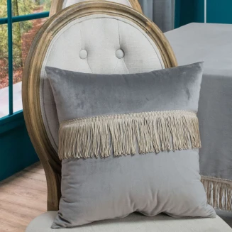 Μαξιλαροθήκη Διακοσμητική   45x45 Teoran Home Velvet 11 Με Κρόσι
