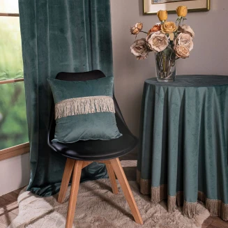 Μαξιλαροθήκη Διακοσμητική  Με Γέμιση 30x50 Teoran Home Velvet 15 Με Κρόσι