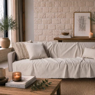 Teoran Home Ριχτάρι Dayton 01 Ivory-Τετραθέσιο 180x350cm