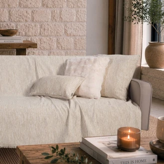 Teoran Home Ριχτάρι Kent 01 Ivory Cream-Τετραθέσιο 180x350cm