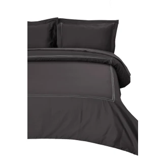Σετ Παπλωματοθήκη Υπέρδιπλή 220x240 Satin Embroidered Classico 4-Anthracite Anna Riska