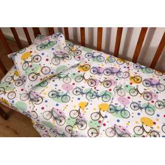 Σεντόνια Σετ Λίκνου 80x100 Viopros Ποδήλατα Λευκό