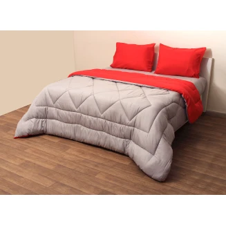 Πάπλωμα Δίχρωμο Υπέρδιπλο 220x240 Microfiber Γκρί-Κόκκινο Viopros