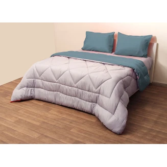 Πάπλωμα Δίχρωμο Υπέρδιπλο 220x240 Microfiber Γκρί-Πετρόλ Viopros