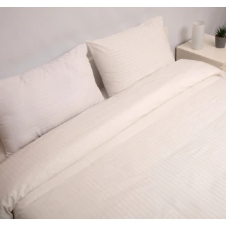 Παπλωματοθήκη Υπέρδιπλη 220x240 Polycotton Σατέν ριγέ 850 Εκρού Viopros