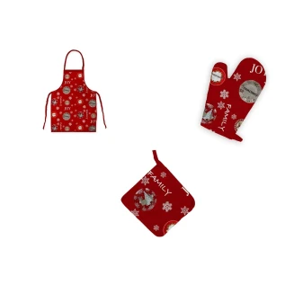 Σέτ Κουζίνας (Ποδιά-Πίαστρα-Γάντι) 3 Τεμ. Χριστουγενιάτικο Mc Decor 1833