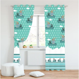 Κουρτίνα Παιδική Με Κρίκους 140x280 Mc Decor Βάρκα
