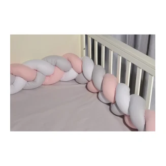 Πάντα Πλεξούδα Τριπλής πλέξης 20x200 Oliver Baby Σχ. 3125 Λευκό-Γκρι-Ροζ