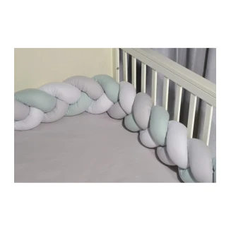 Πάντα Πλεξούδα Τριπλής πλέξης 20x200 Oliver Baby Σχ. 3135 Λευκό-Μέντα-Γκρι