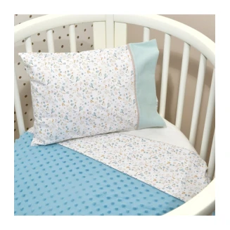 Κουβέρτα Κούνιας Διπλής Όψης 100x150 Oliver Baby Minky Σχ. 403 Μέντα