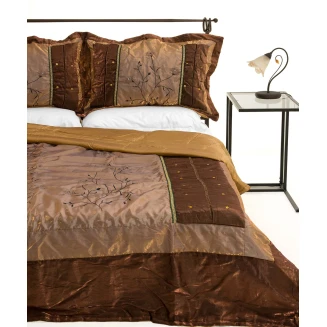 Κουβερλί Σετ Υπέρδιπλο 220x240 Silk Fashion 10507 Καφέ