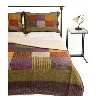 Κουβερλί Σετ Υπέρδιπλο 220x240 Silk Fashion 6153 Λαδί