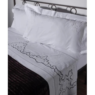 Σεντόνι Σετ Χειροποίητο Κοφτό 225x270 Silk Fashion 139 Λευκο