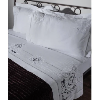 Σεντόνι Σετ Χειροποίητο Κοφτό 225x270 Silk Fashion 2105 Λευκο