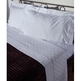 Σεντόνια Σετ Χειροποιητα Με Κέντημα 225x270 Silk Fashion 2806A  Λευκο Σιελ