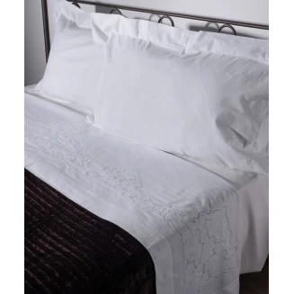 Σεντόνι Σετ Χειροποίητο 3 Τεμ. 225x270 Silk Fashion 3772 Λευκο