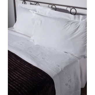 Σεντόνι Σετ Χειροποίητο 3 Τεμ. 225x270 Silk Fashion 4480 Λευκο