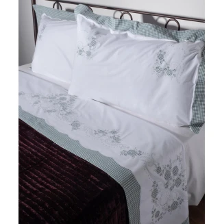 Σεντόνι Σετ Χειροποίητο 3 Τεμ. 225x270 Silk Fashion 644-1 Πρασινο