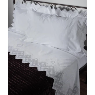 Σεντόνι Σετ Χειροποίητο Φιλτιρέ 225x270 Silk Fashion 712 Λευκο