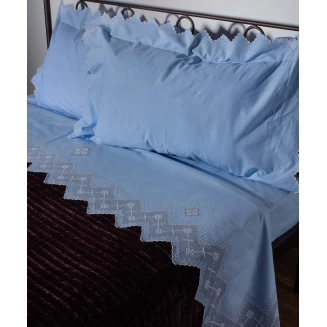 Σεντόνι Σετ Χειροποίητο Φιλτιρέ 225x270 Silk Fashion 712 Σιελ