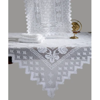 Silk Fashion Χειροποίητο πλεκτό μερσεριζέ τραπεζομάντηλο 187 (170cm x 170cm)