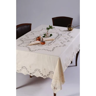 Χειροποίητο Τραπεζομάντηλο Με 8 Πετσέτες 170x170 Silk Fashion 1285 Μπέζ