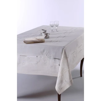 Χειροποίητο Τραπεζομάντηλο Με 8 Πετσέτες 170x220 Silk Fashion 233 Ivory