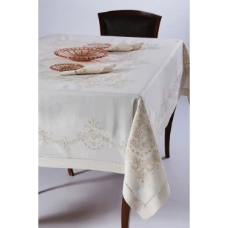 Χειροποίητο Τραπεζομάντηλο Με 8 Πετσέτες 170x220 Silk Fashion 3X43 Μπέζ