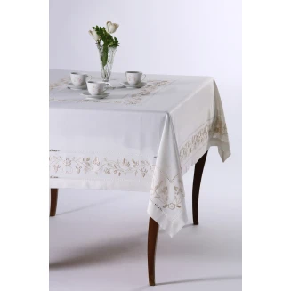 Χειροποίητο Τραπεζομάντηλο Με 12 Πετσέτες 170x350 Silk Fashion 700 Ivory