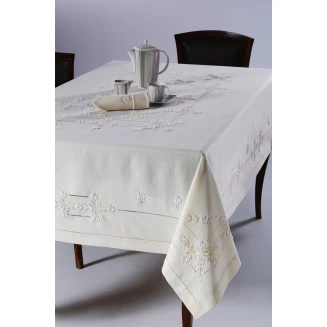 Χειροποίητο Τραπεζομάντηλο Με 8 Πετσέτες 170x270 Silk Fashion 7083 Μπέζ